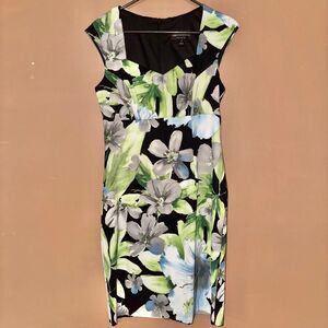 Connected Apparel Petite Green Floral Sheath Dress - Size 8